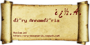 Őry Annamária névjegykártya